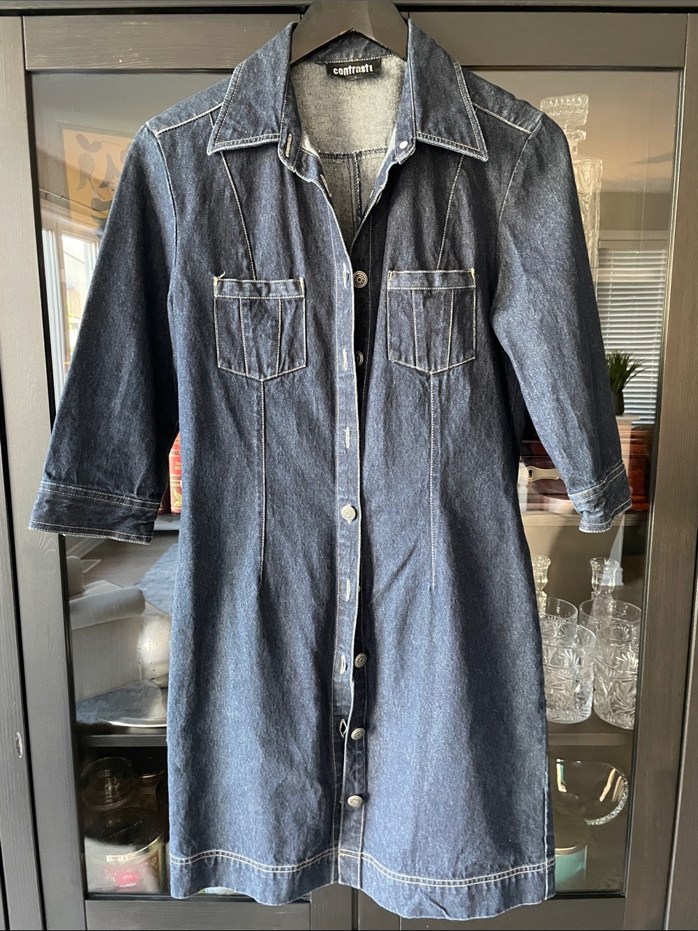 Dark Blue Denim Shirt Dress by